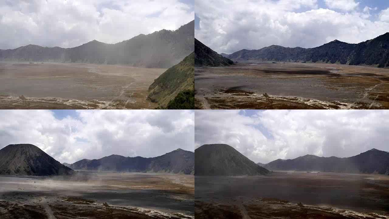 印度尼西亚布罗莫腾格尔塞梅鲁国家公园火山谷的云景时间流逝 (4k)