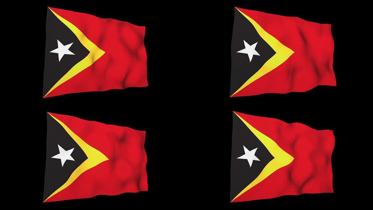 东帝汶国旗三维吹动国家象征