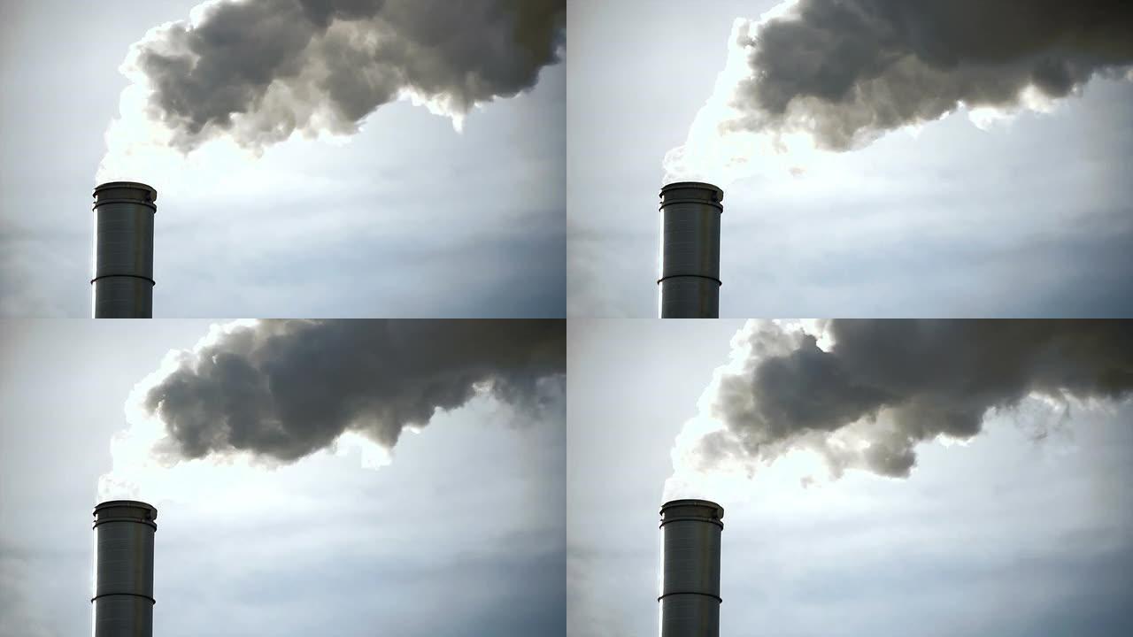 烟囱冒出的烟烟囱污染废气排放石化油化工火