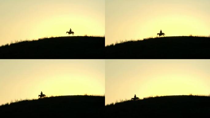 日落的马走日落的马走骑马剪影