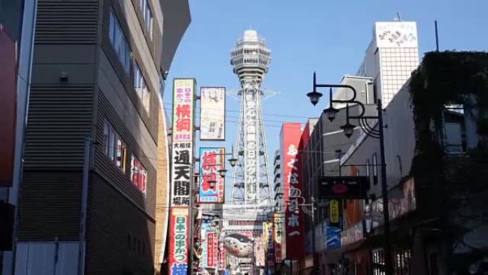 Tsutenkaku Tower Shinsekai区商店街，Timelapse