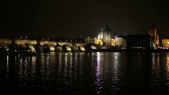 布拉格的夜城市景观