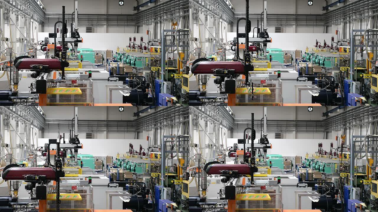工厂里的机器人智能机床国外厂区厂房内景