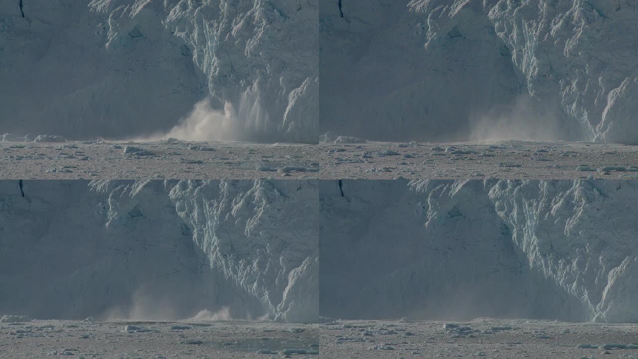 冰川崩解的波涛汹涌的大海