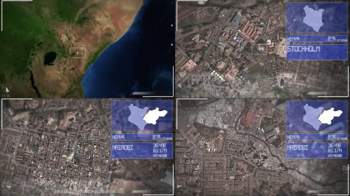 内罗毕的未来主义卫星图像视图