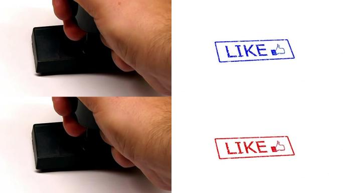 就像竖起大拇指的邮票。