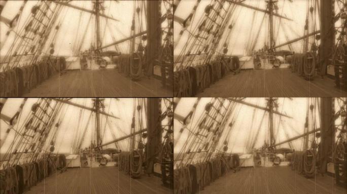乘坐高大的轮船风格的老电影旅行
