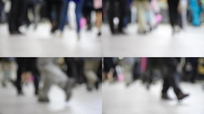 日本新大阪站旅客人群的抽象镜头