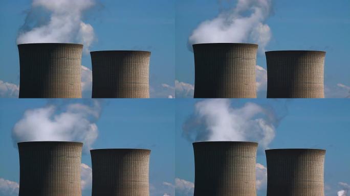 核关闭双子塔冷却塔可再生能源烟雾