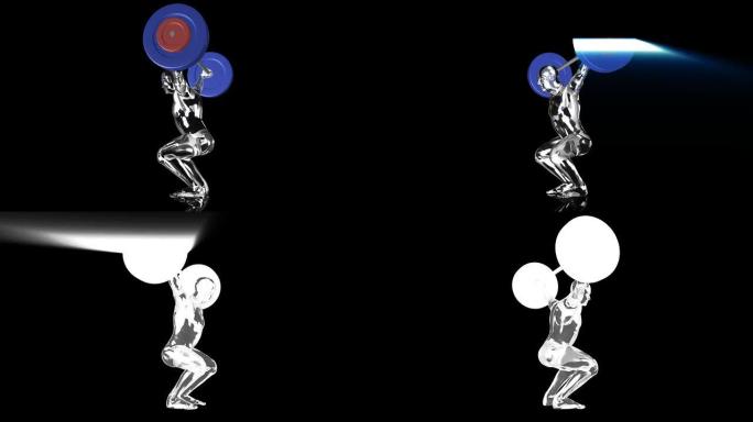具有技术数据的3D举重运动员