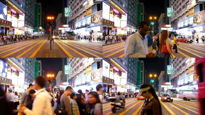 延时-香港城拥挤的人
