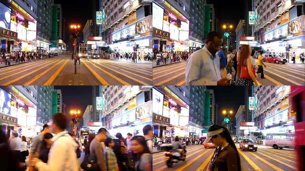 延时-香港城拥挤的人