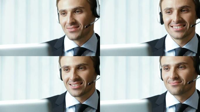 全高清1080p：工作场所的客户支持电话接线员