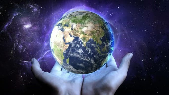 地球在人类手中动感背景宇宙天体探索