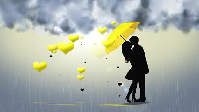 情侣在雨中接吻