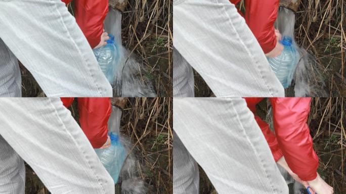 山上急流的特写