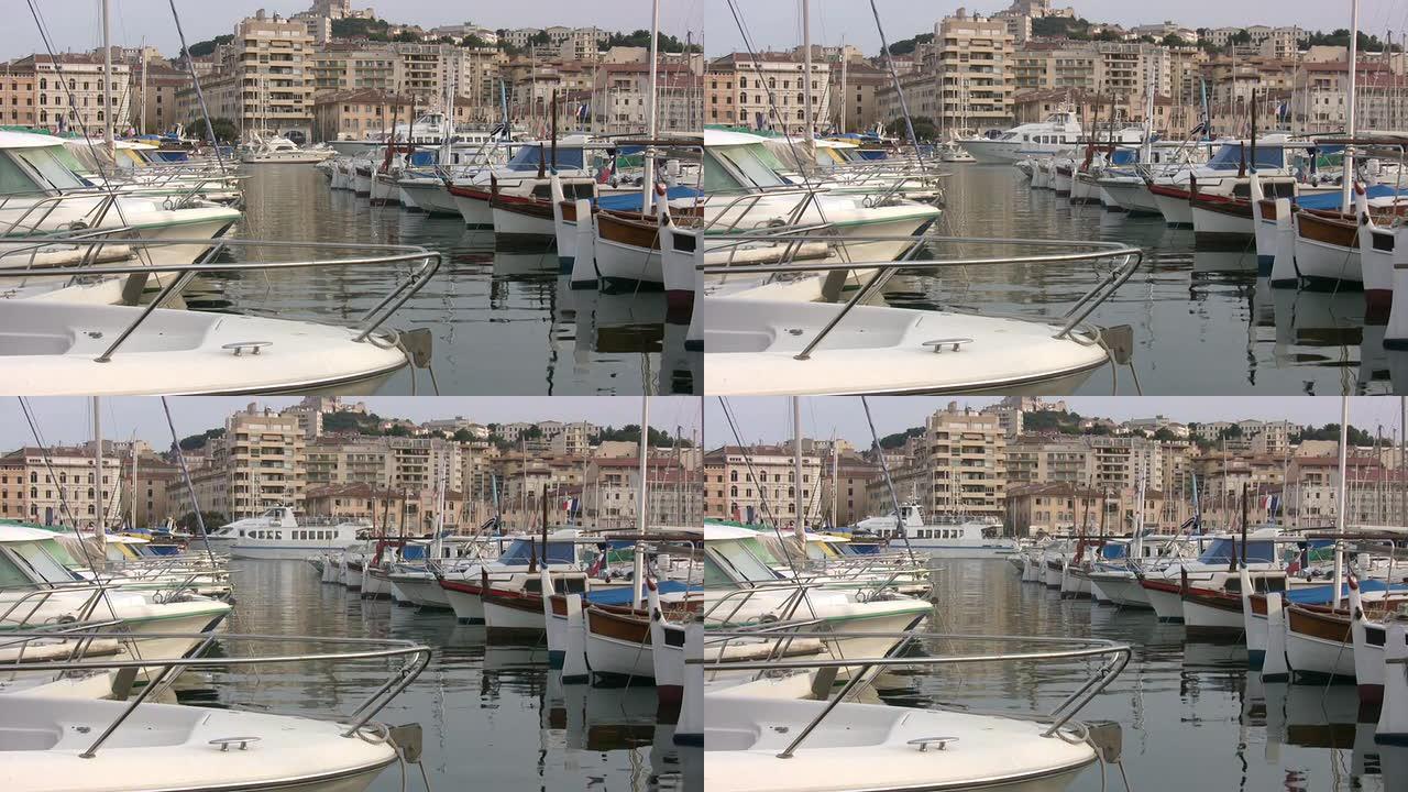 马赛外国码头国外游轮游船停泊