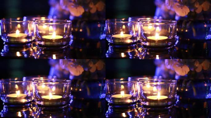 水面上花瓶里的蜡烛-库存视频