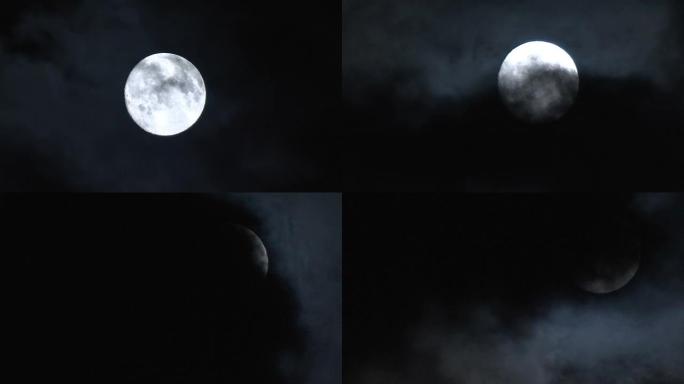 月亮和云朵乌云流动云彩夜晚
