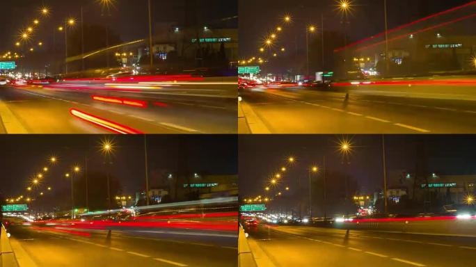 4K: 泰国夜间在桥上的Tiimelapse交通