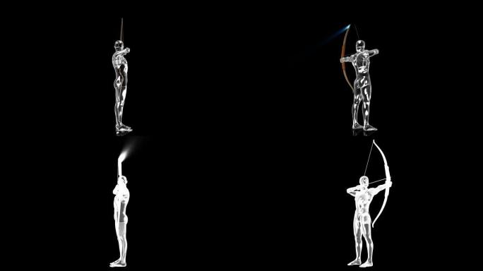 三维射箭运动员抠像360度展示奥运会