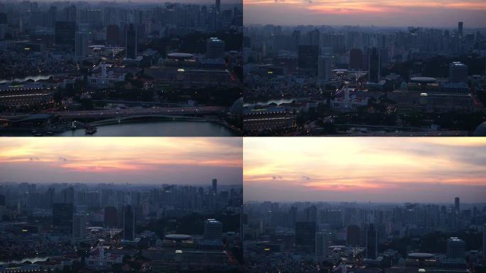高清：黄昏时分的新加坡，从滨海湾天空公园出发