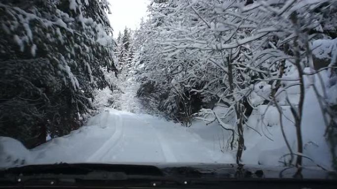 雪地公路旅途旅程冰天雪地冰雪覆盖