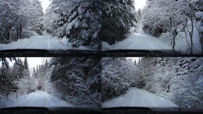 雪地公路旅途旅程冰天雪地冰雪覆盖