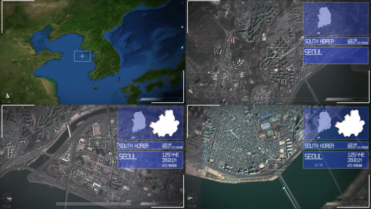 首尔未来主义卫星图像视图