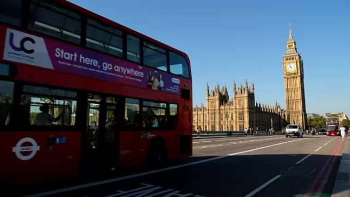 英国伦敦的大本钟、伦敦眼和威斯敏斯特大教堂