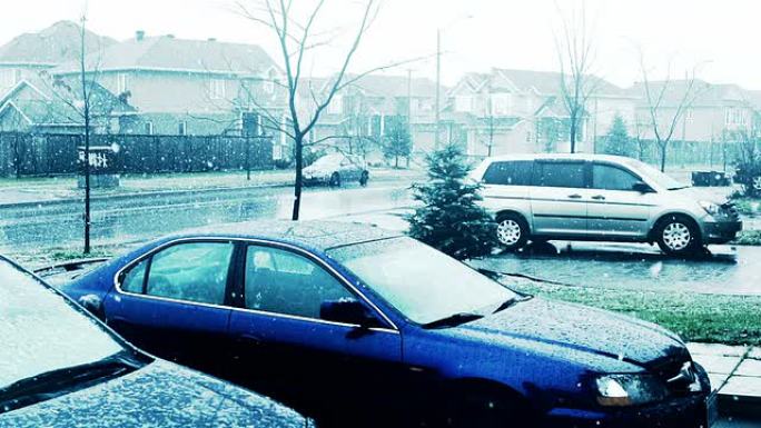 雪地街道。雪地街道下雪