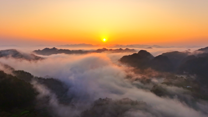 山山川山脉日出云海森林