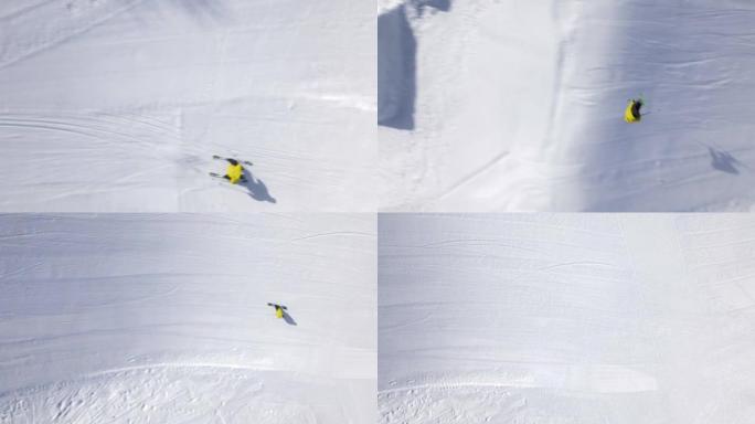 自由式滑雪者的空中旋转跳跃