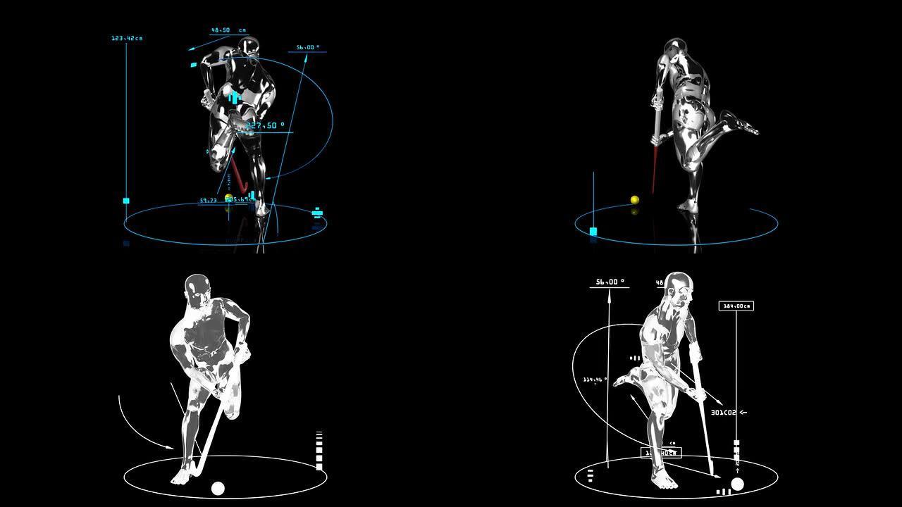 具有技术数据的3D曲棍球男子