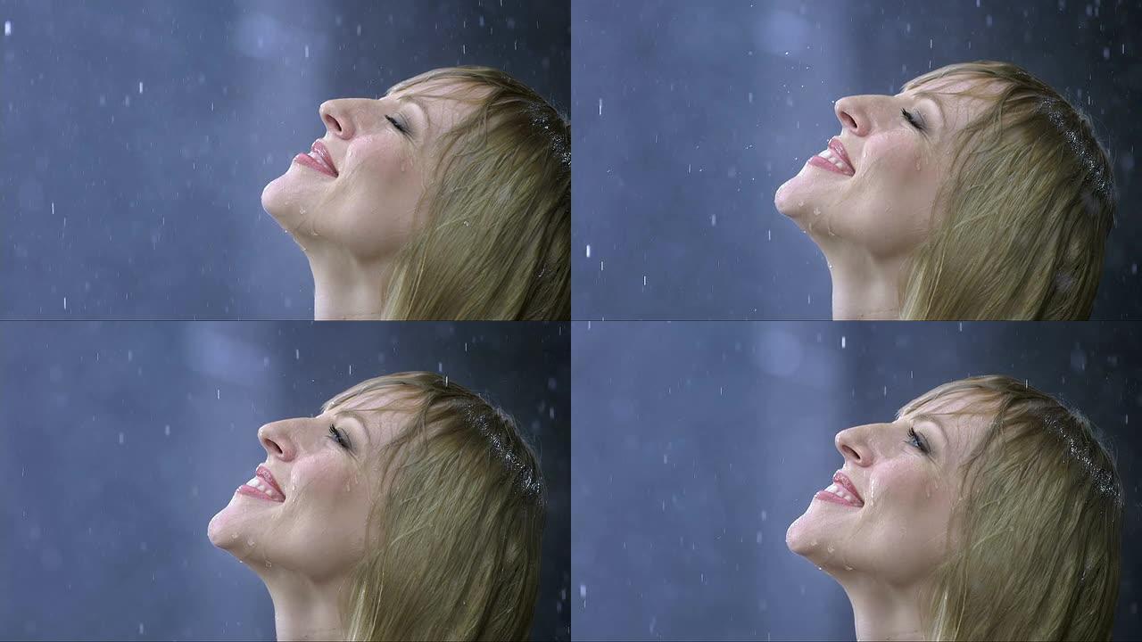女人暴露在雨中女人暴露在雨中