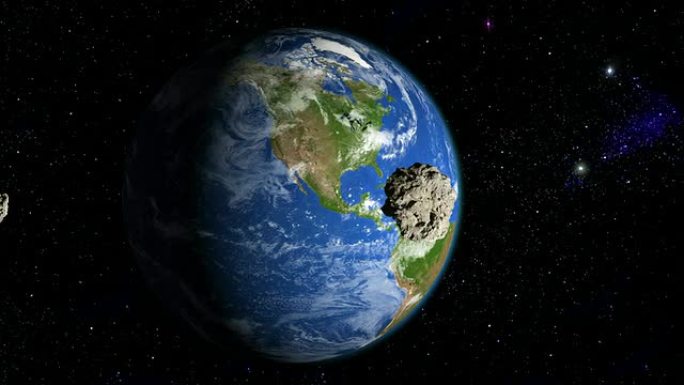 流星向北美移动蓝色星球地球表面陨石冲向地