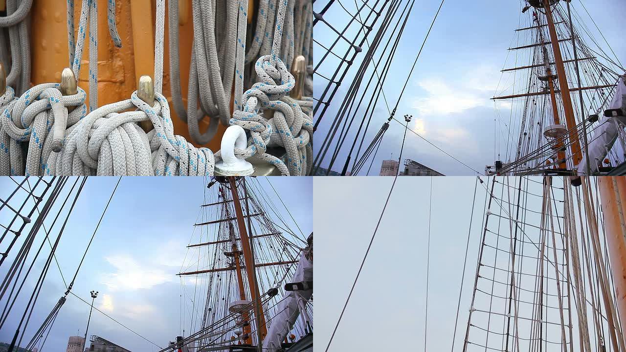 帆船。桅杆和索具帆船桅杆和索具