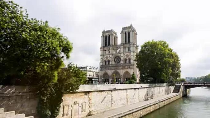 高清延时: 法国巴黎黄昏的巴黎圣母院 -- 股票视频