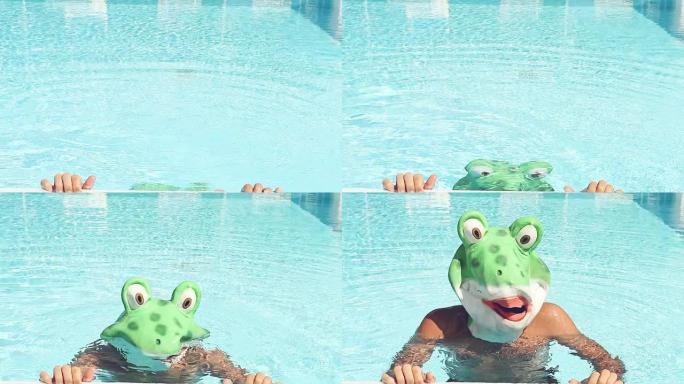 穿着青蛙服装的游泳运动员