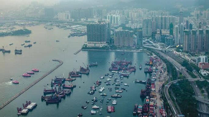 4k-延时: 香港维多利亚港顶景日至日落