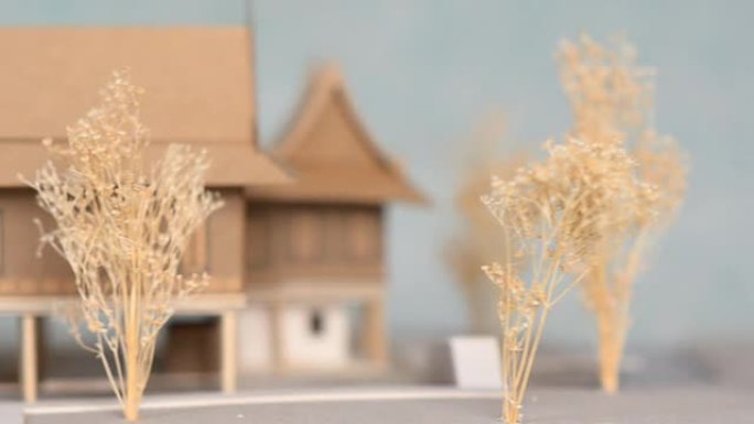 焦点后视图: 泰国房屋风格模型