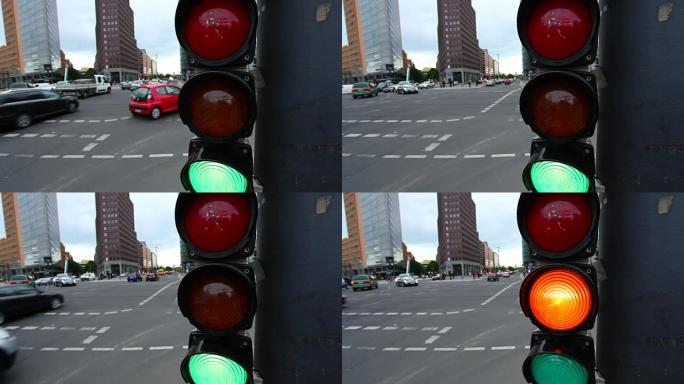 带音频的交通灯城市车流十字路口拍摄