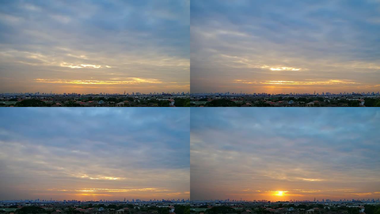 曼谷的日落。