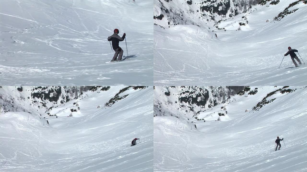 高清: 滑雪时摔倒