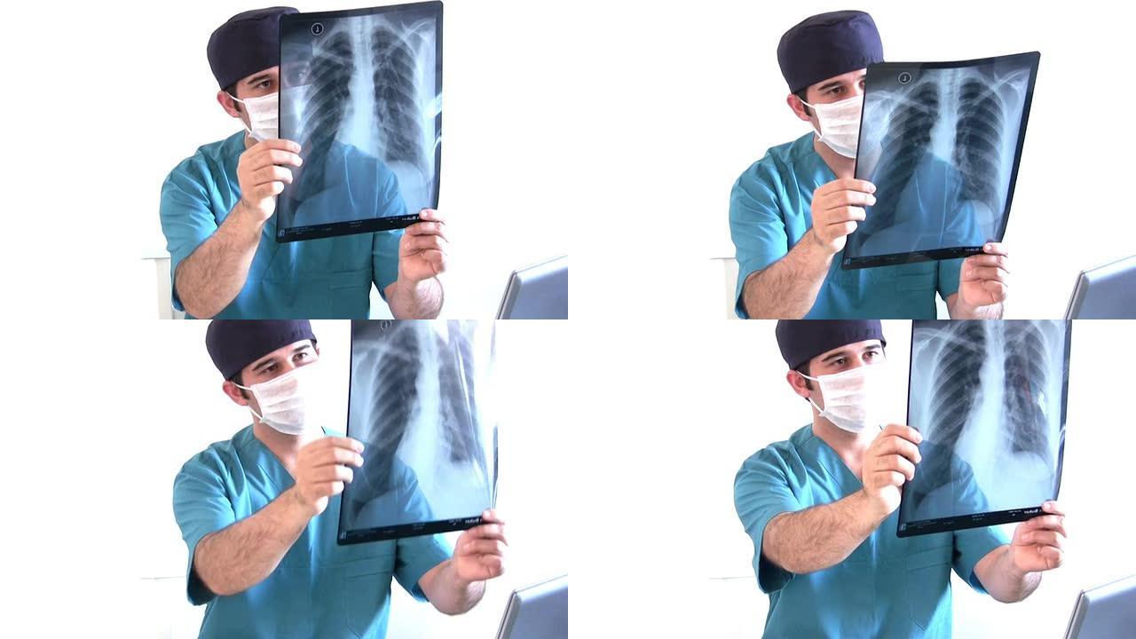 医生看x光片医院仪器医生影像X光外国诊断