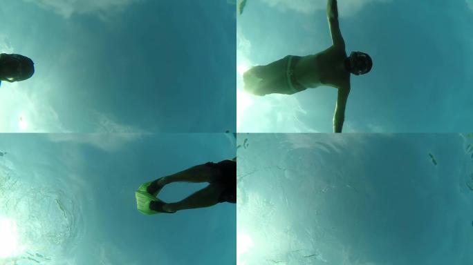 年轻人在海里游泳