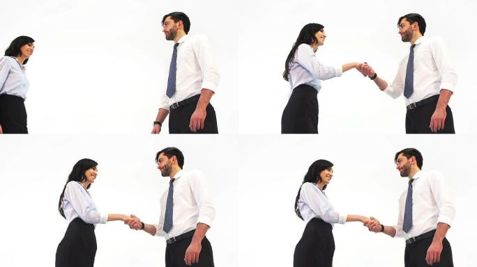 商人和女商人握手