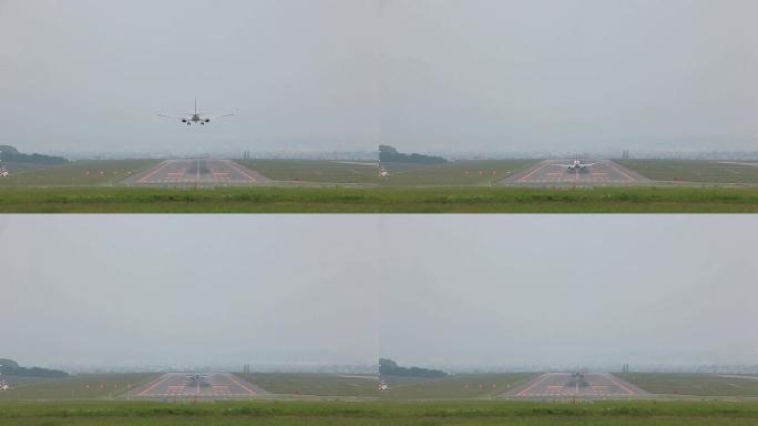 客机降落机场跑道飞机着路飞机