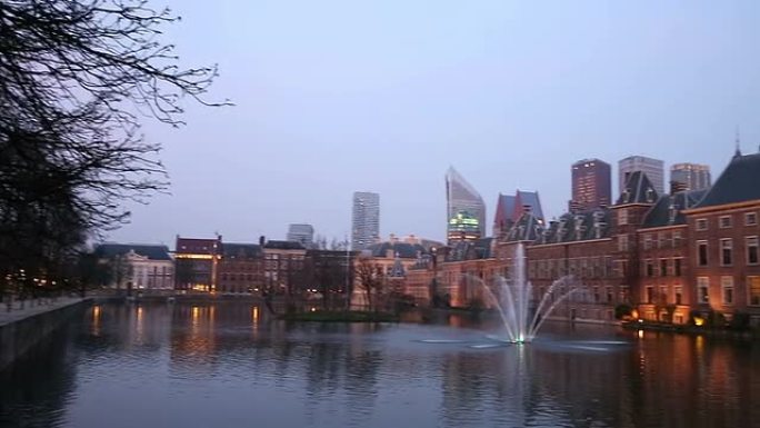 高清摇摄:Binnenhof，众议院，荷兰海牙