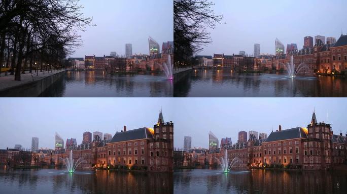 高清摇摄:Binnenhof，众议院，荷兰海牙